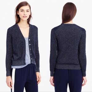 J. Crew Navy Ribbed Metallic Cardigan size Medium